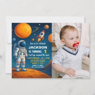 Outer Space Birthday Invitation with photo