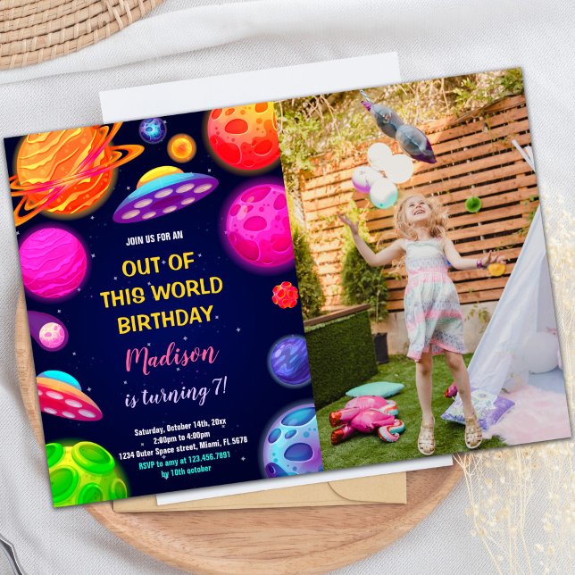Outer Space Birthday Invitations with photo (Outer Space Birthday Invitations with photo)