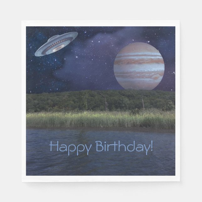 Outer Space Birthday Napkin (Front)