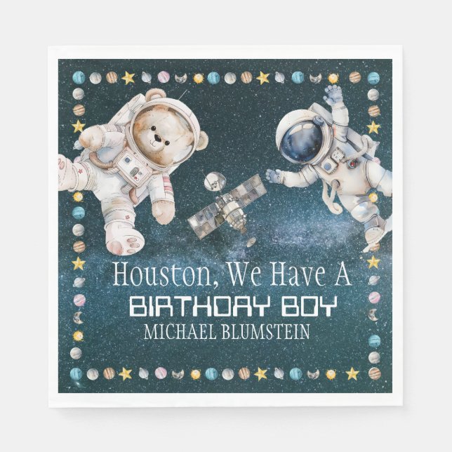 Outer Space Birthday Paper Napkins (Front)