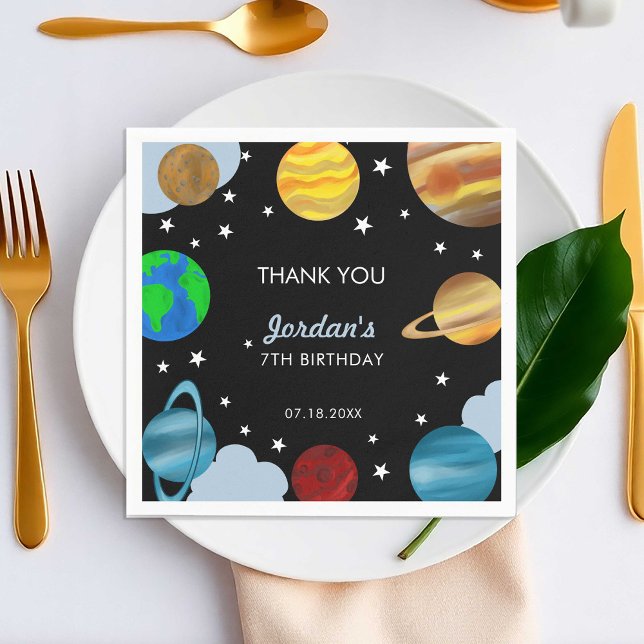 Outer Space Birthday Planets Galaxy Boys Party Napkin (Creator Uploaded)