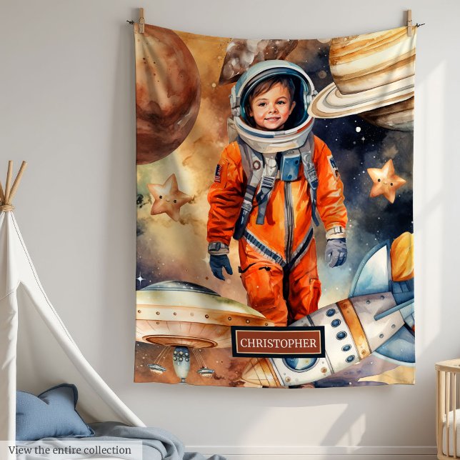 Outer Space Blanket Personalised Gift Young Boy (Outer Space Blanket Personalized Gift for Young Boy

)
