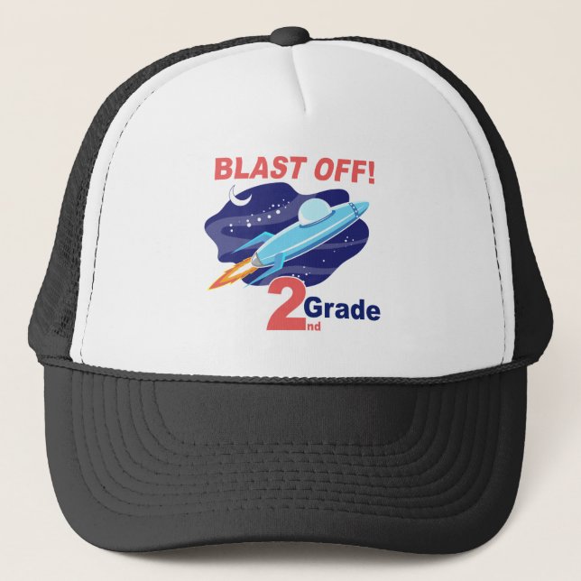 Outer Space Blast Off 2nd Grade Trucker Hat (Front)