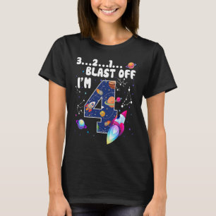 Outer Space Blast Off I'm 4th Birthday Countdown 4 T-Shirt