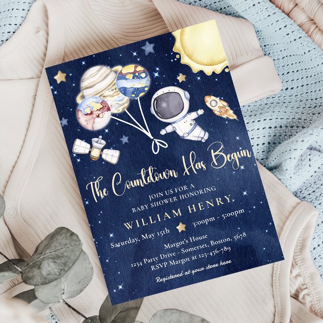 Outer Space Boy Baby Shower Galaxy Baby Shower Invitation (Creator Uploaded)