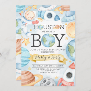 Outer Space Boy Baby Shower Invitation