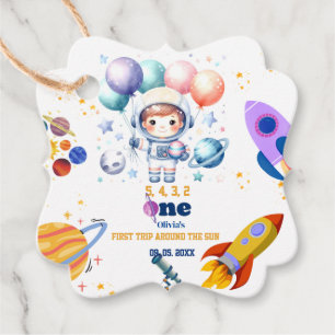 Outer space boy planet thank You birthday Favour Tags