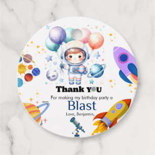 Outer space boy planet thank You birthday Favour Tags