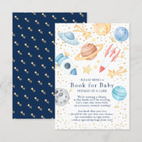 Outer Space Boys Baby Shower Book for Baby Card
