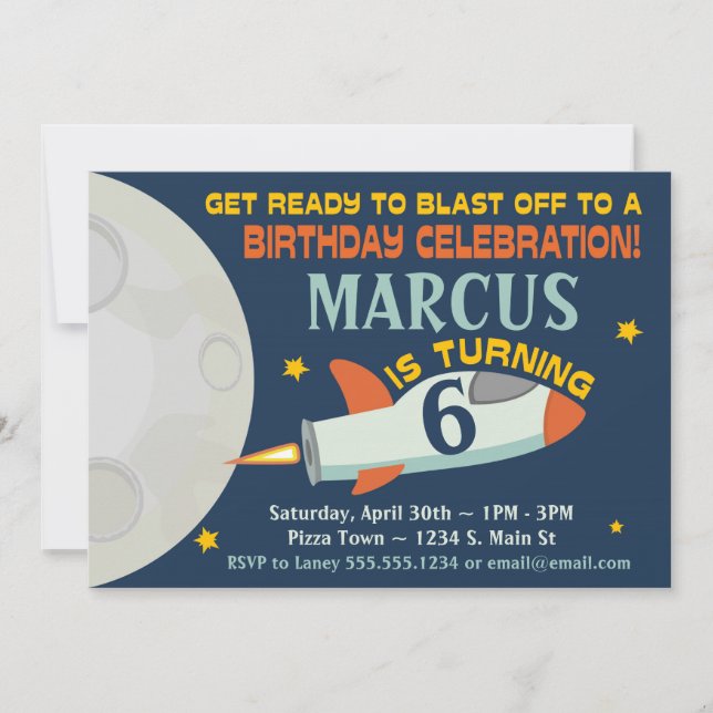 Outer Space Boys Birthday Invitations Spaceship (Front)