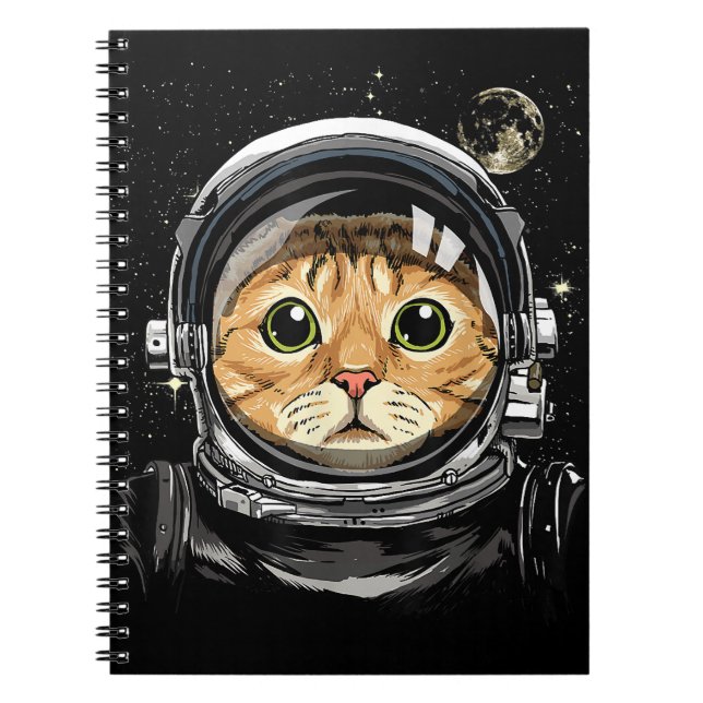 Outer Space Cat Kitty Astronaut Animal Face Galaxy Notebook (Front)