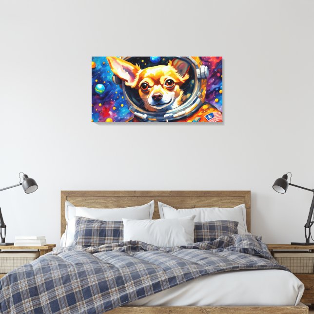 OUTER SPACE CHIHUAHUA 5 CANVAS PRINT (Insitu(Bedroom))