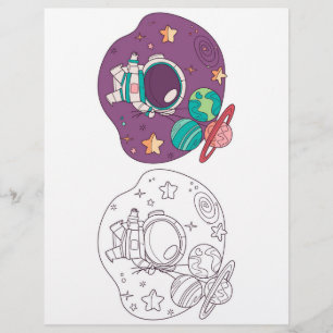 Outer space colouring page