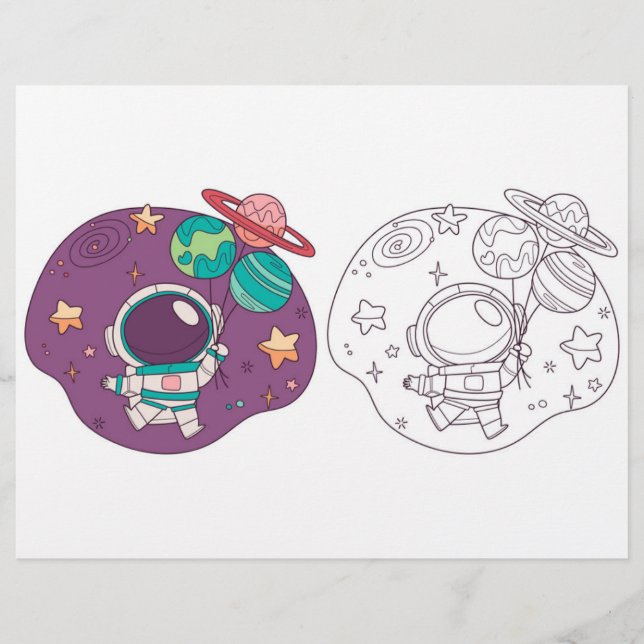 Outer space colouring page (Front)