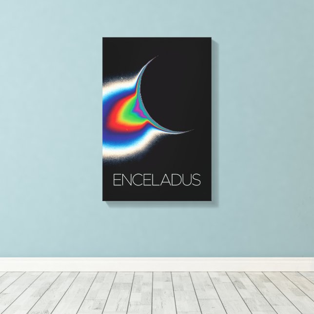 Outer Space, Cosmos, Solar System, Moon Enceladus Canvas Print (Insitu(Wood Floor))