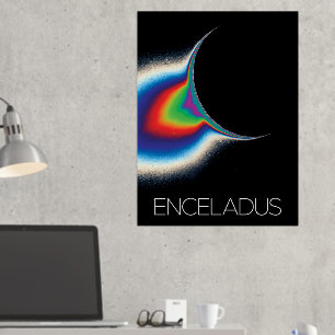 Outer Space, Cosmos, Solar System, Moon Enceladus Foil Prints
