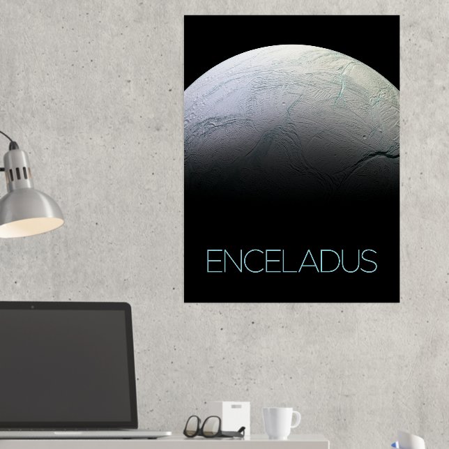 Outer Space, Cosmos, Solar System, Moon Enceladus Foil Prints (In Situ (Desk 2))