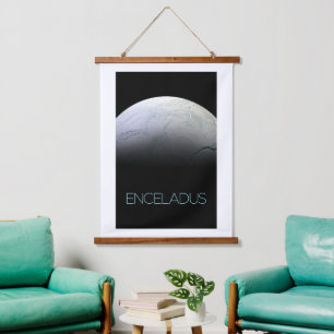 Outer Space, Cosmos, Solar System, Moon Enceladus Hanging Tapestry