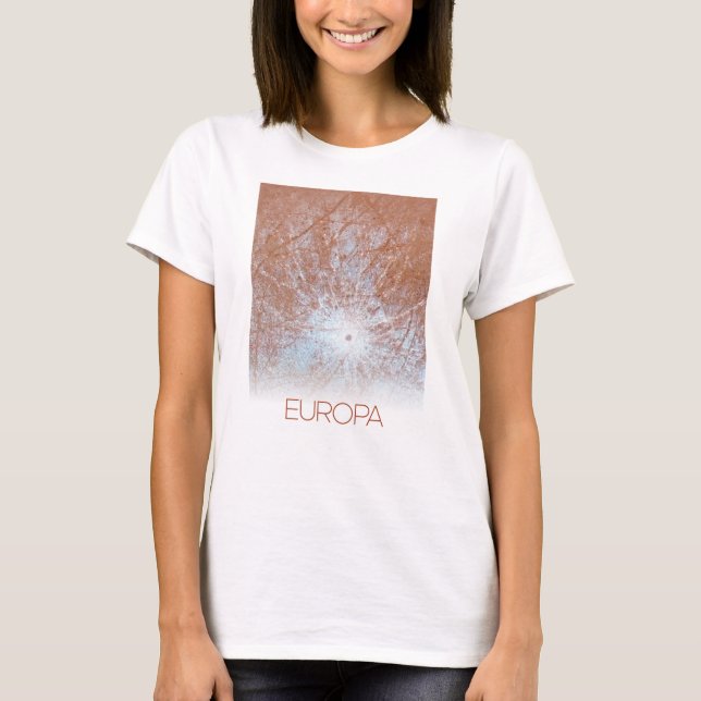 Outer Space, Cosmos, Solar System, Moon Europa T-Shirt (Front)