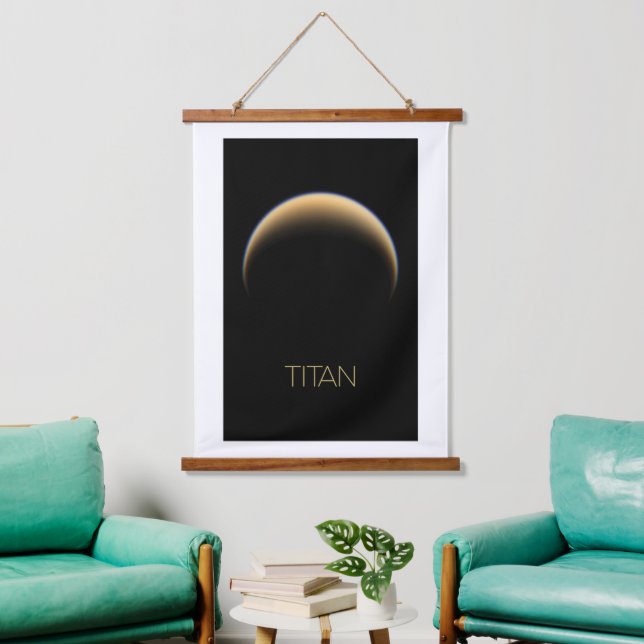 Outer Space, Cosmos, Solar System, Moon Titan Hanging Tapestry (Living Room)