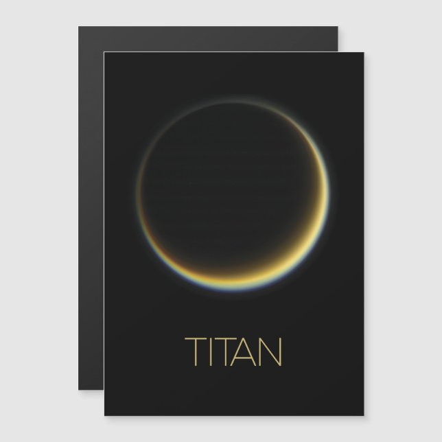 Outer Space, Cosmos, Solar System, Moon Titan Magnetic Invitation (Front/Back)