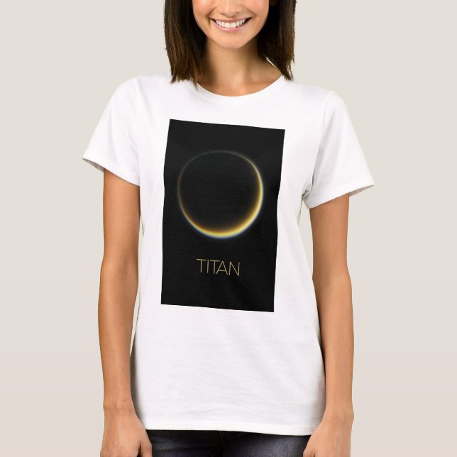 Outer Space, Cosmos, Solar System, Moon Titan T-Shirt (Front)