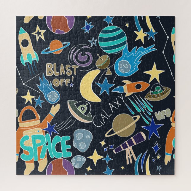 Outer Space Doodle Pattern Jigsaw Puzzle (Vertical)