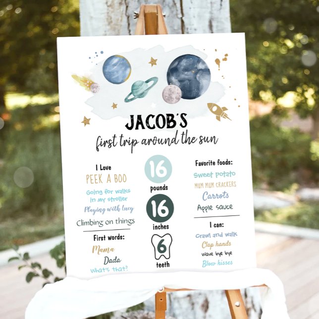 Outer Space First Birthday Milestones Sign Galaxy  (Creator Uploaded)