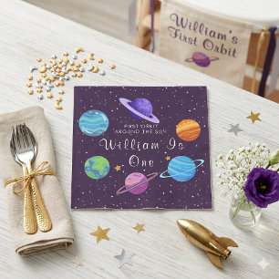 Outer Space First Birthday Party Napkin
