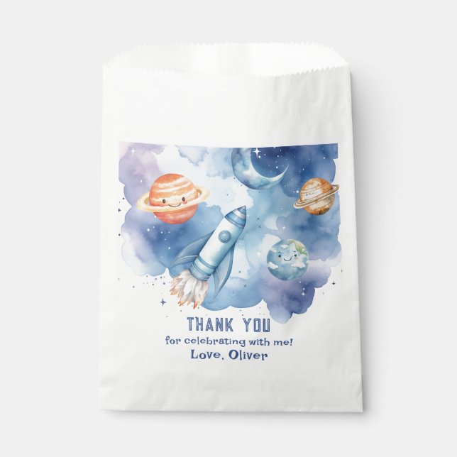 Outer Space First trip around the sun Boy birthday Favour Bags (Front)