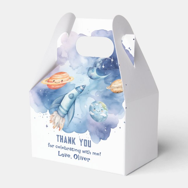 Outer Space First trip around the sun Boy birthday Favour Box (Front Side)