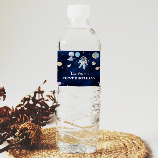 Outer Space Galaxy Birthday Party Water Bottle Lab Label (Creator Uploaded)