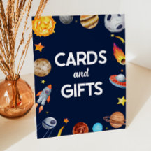 Outer Space Galaxy Cards and Gifts Party Sign