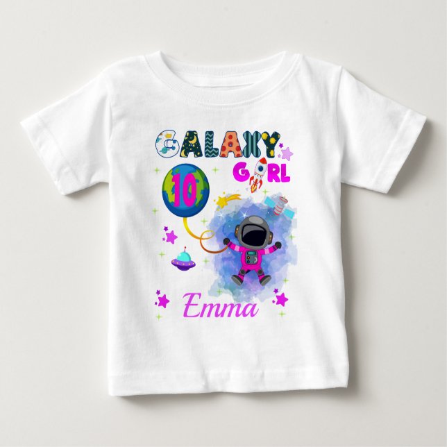 Outer Space Galaxy Girl Birthday Party  Baby T-Shirt (Front)