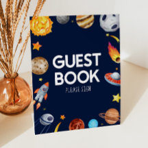 Outer Space Galaxy Guest Book Table Party Sign