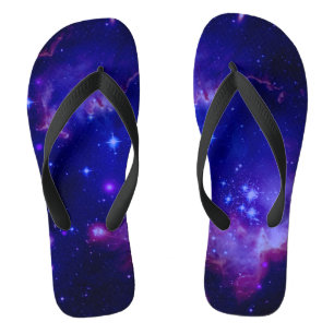 Outer Space Galaxy / Nebula Blue Tint Stars Jandals