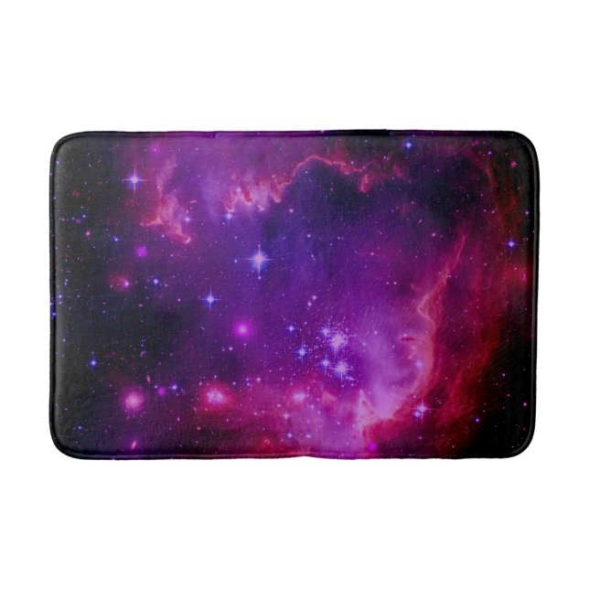 Outer Space Galaxy / Nebula Purple Tint Stars Bath Mat (Front)