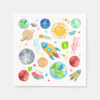 Outer Space Galaxy Planet Rocketship Alien Stars
