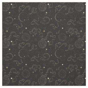 Outer space galaxy planets print fabric