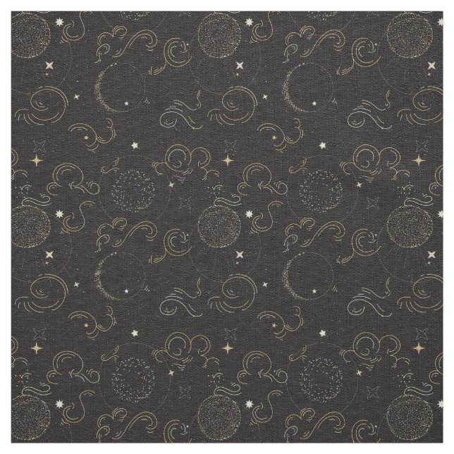 Outer space galaxy planets print fabric (Swatch)