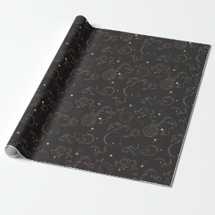 Outer space galaxy planets print wrapping paper