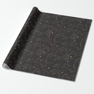 Outer space galaxy planets print wrapping paper