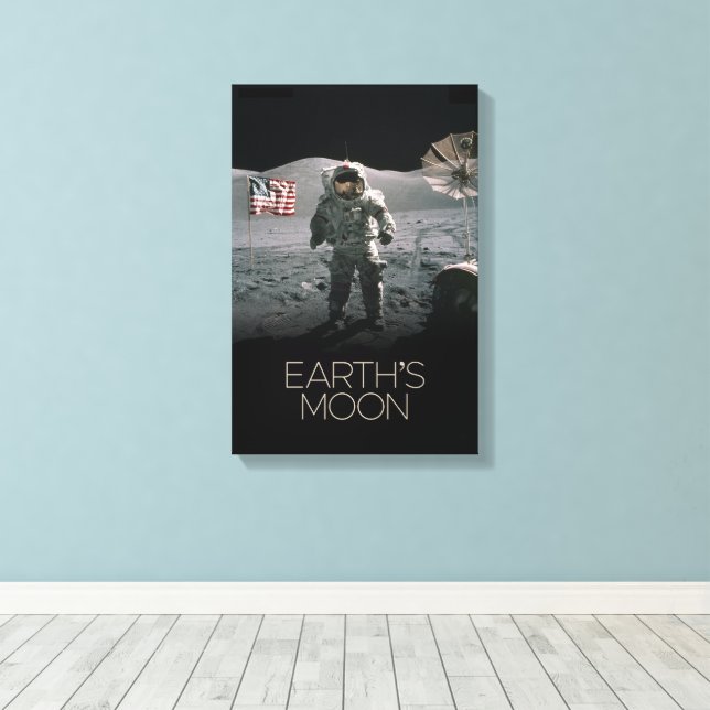 Outer Space, Galaxy, Solar System, Earth's Moon Canvas Print (Insitu(Wood Floor))
