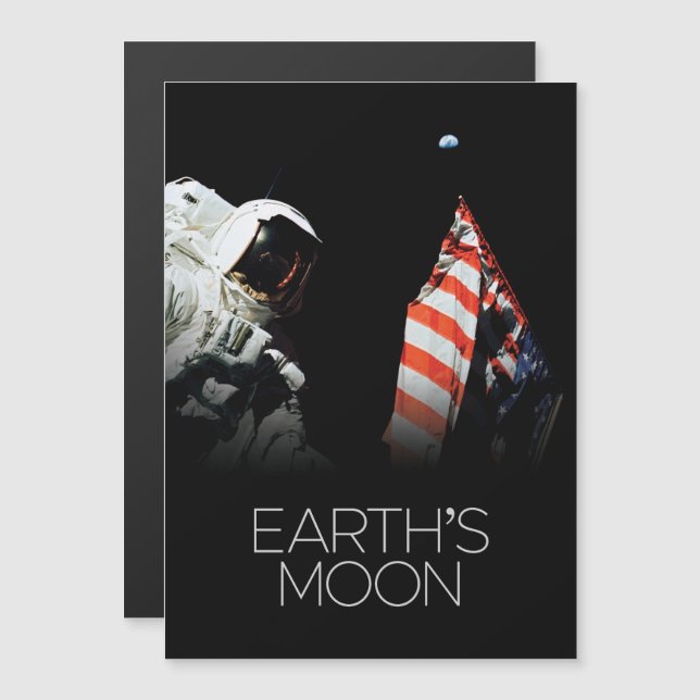 Outer Space, Galaxy, Solar System, Earth's Moon Magnetic Invitation (Front/Back)