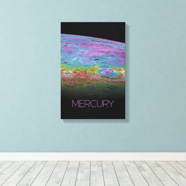 Outer Space, Galaxy, Solar System, Planet Mercury Canvas Print (Insitu(Wood Floor))
