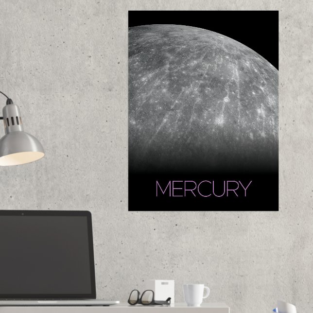 Outer Space, Galaxy, Solar System, Planet Mercury Foil Prints (In Situ (Desk 2))