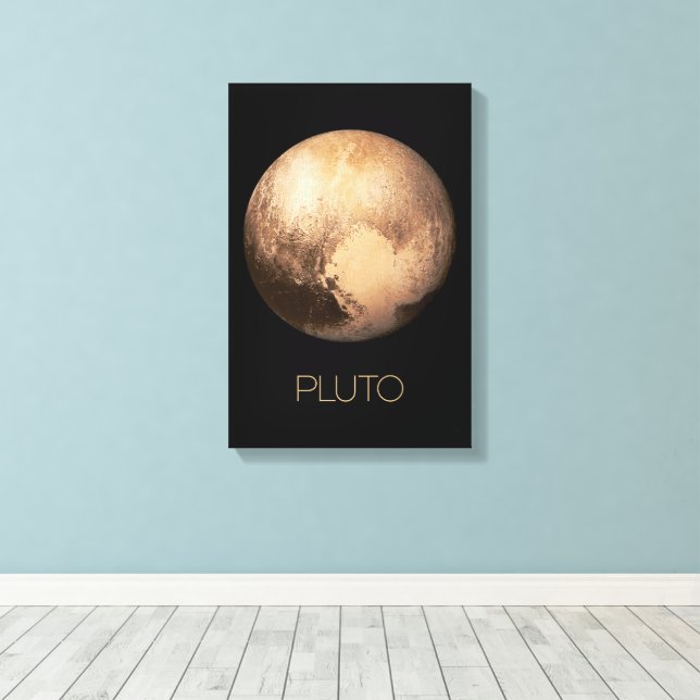 Outer Space, Galaxy, Solar System, Planet Pluto Canvas Print (Insitu(Wood Floor))