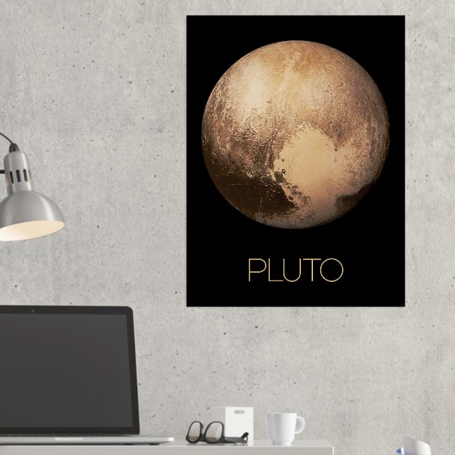 Outer Space, Galaxy, Solar System, Planet Pluto Foil Prints (In Situ (Desk 2))