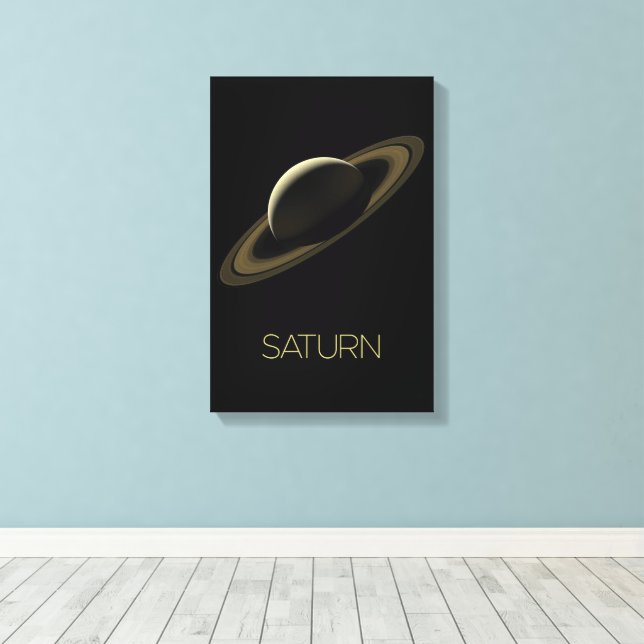 Outer Space, Galaxy, Solar System, Planet Saturn Canvas Print (Insitu(Wood Floor))