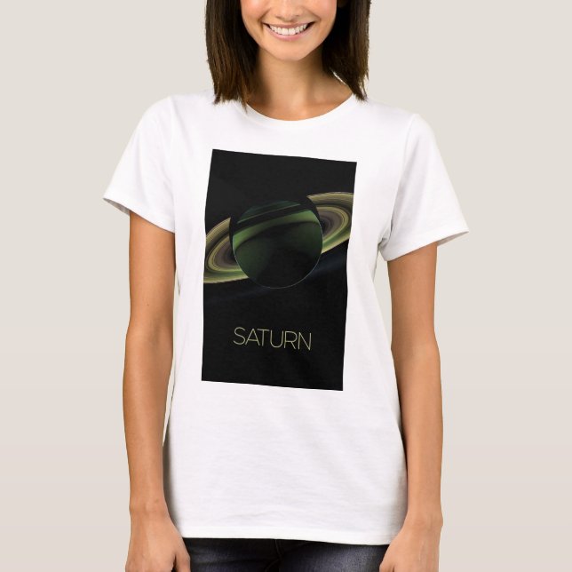 Outer Space, Galaxy, Solar System, Planet Saturn T-Shirt (Front)
